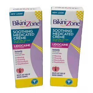 BikiniZone Soothing Medicated Creme wiith Lidocaine Topical Analgesic Lot of 2